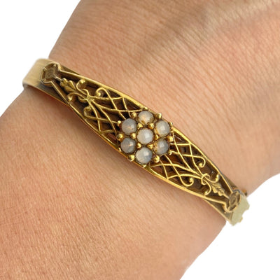 Vintage Victorian Revival Opaline Bangle Bracelet by Unsigned Beauty - Vintage Meet Modern Vintage Jewelry - Chicago, Illinois - #oldhollywoodglamour #vintagemeetmodern #designervintage #jewelrybox #antiquejewelry #vintagejewelry