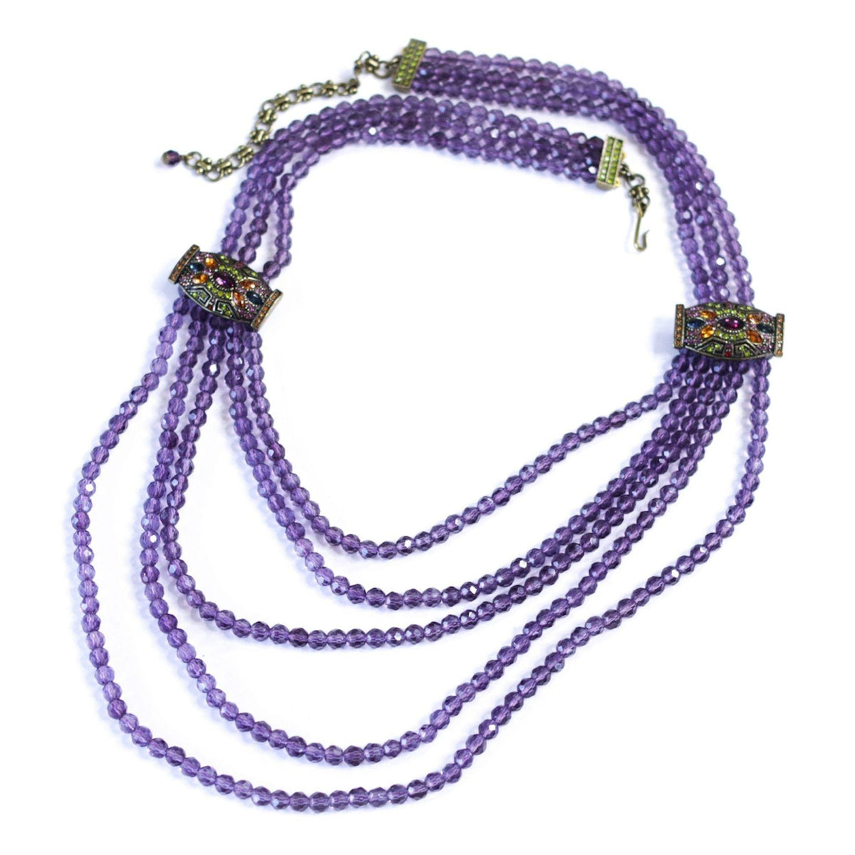 Vintage Heidi Daus Purple Crystal Multi Strand Necklace