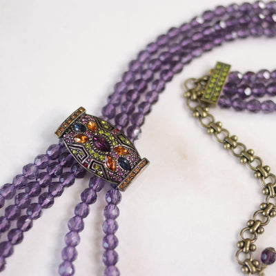 Vintage Heidi Daus Purple Crystal Multi Strand Necklace by Heidi Daus - Vintage Meet Modern Vintage Jewelry - Chicago, Illinois - #oldhollywoodglamour #vintagemeetmodern #designervintage #jewelrybox #antiquejewelry #vintagejewelry