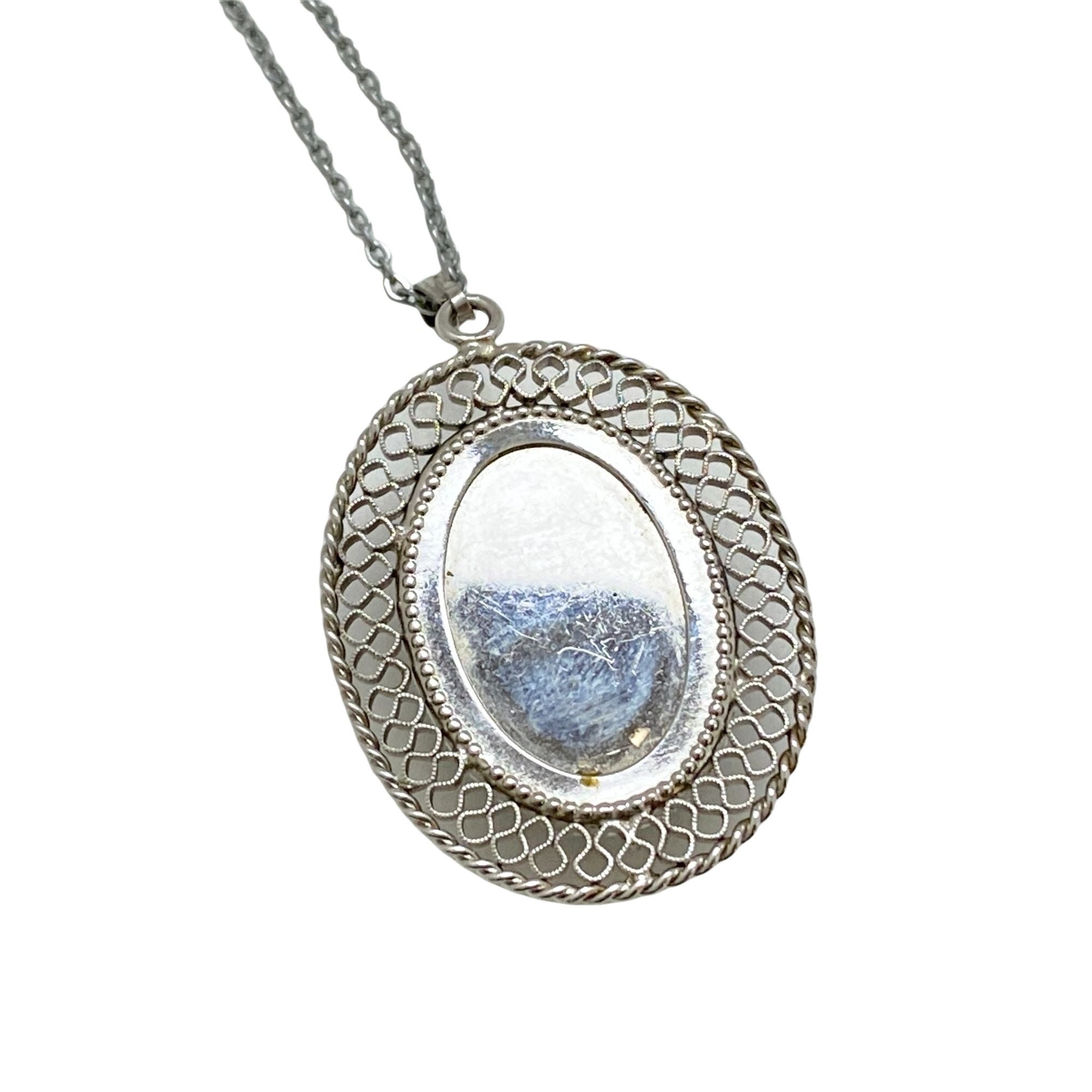 Vintage Whiting and Davis Silver Hematite Pendant Necklace by Whiting and Davis - Vintage Meet Modern Vintage Jewelry - Chicago, Illinois - #oldhollywoodglamour #vintagemeetmodern #designervintage #jewelrybox #antiquejewelry #vintagejewelry