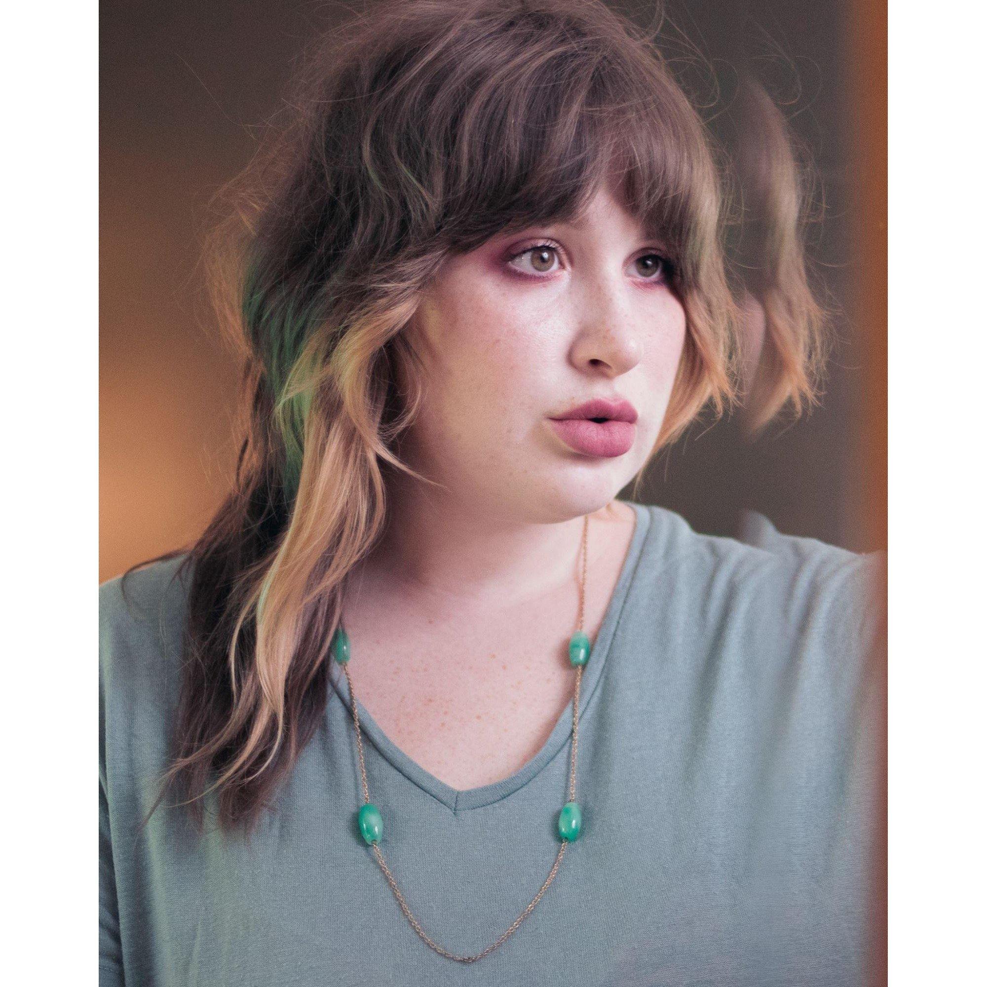 Vintage Accessocraft NYC Jade Glass and Gold Chain Necklace by Accessocraft NYC - Vintage Meet Modern Vintage Jewelry - Chicago, Illinois - #oldhollywoodglamour #vintagemeetmodern #designervintage #jewelrybox #antiquejewelry #vintagejewelry