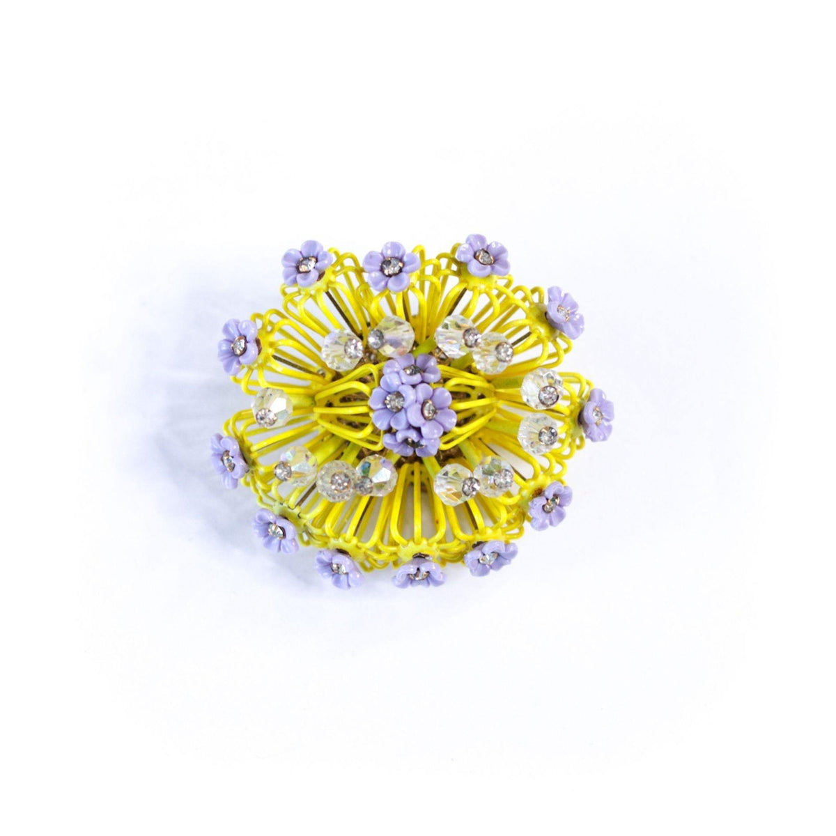 Vintage Vendome Yellow and Purple Caged Flower Brooch