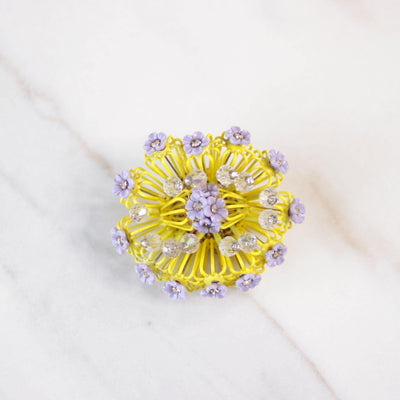 Vintage Vendome Yellow and Purple Caged Flower Brooch by Vendome - Vintage Meet Modern Vintage Jewelry - Chicago, Illinois - #oldhollywoodglamour #vintagemeetmodern #designervintage #jewelrybox #antiquejewelry #vintagejewelry