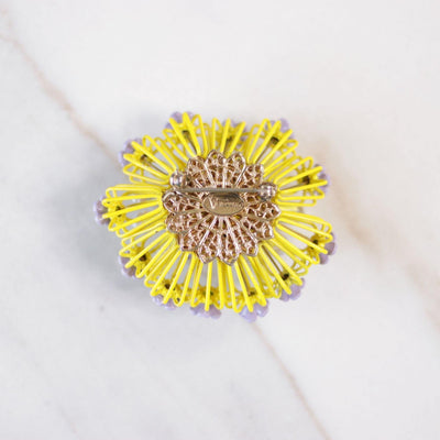 Vintage Vendome Yellow and Purple Caged Flower Brooch by Vendome - Vintage Meet Modern Vintage Jewelry - Chicago, Illinois - #oldhollywoodglamour #vintagemeetmodern #designervintage #jewelrybox #antiquejewelry #vintagejewelry
