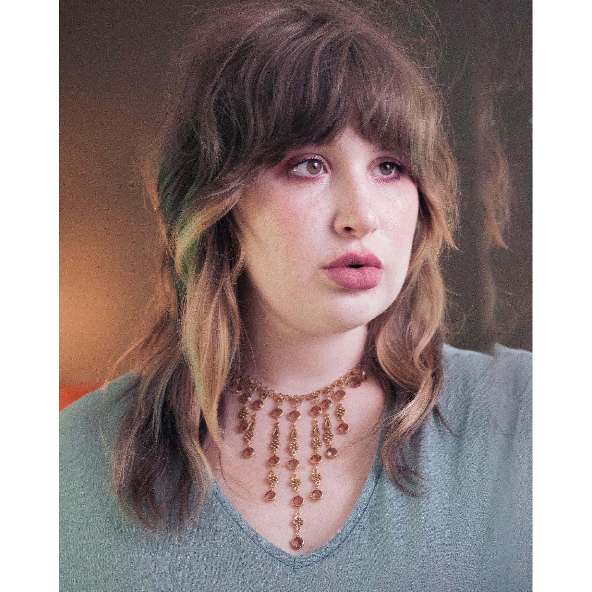 Vintage Unsigned Goldette Smokey Topaz Bezel Set Crystal Bib Necklace by Unsigned Goldette - Vintage Meet Modern Vintage Jewelry - Chicago, Illinois - #oldhollywoodglamour #vintagemeetmodern #designervintage #jewelrybox #antiquejewelry #vintagejewelry