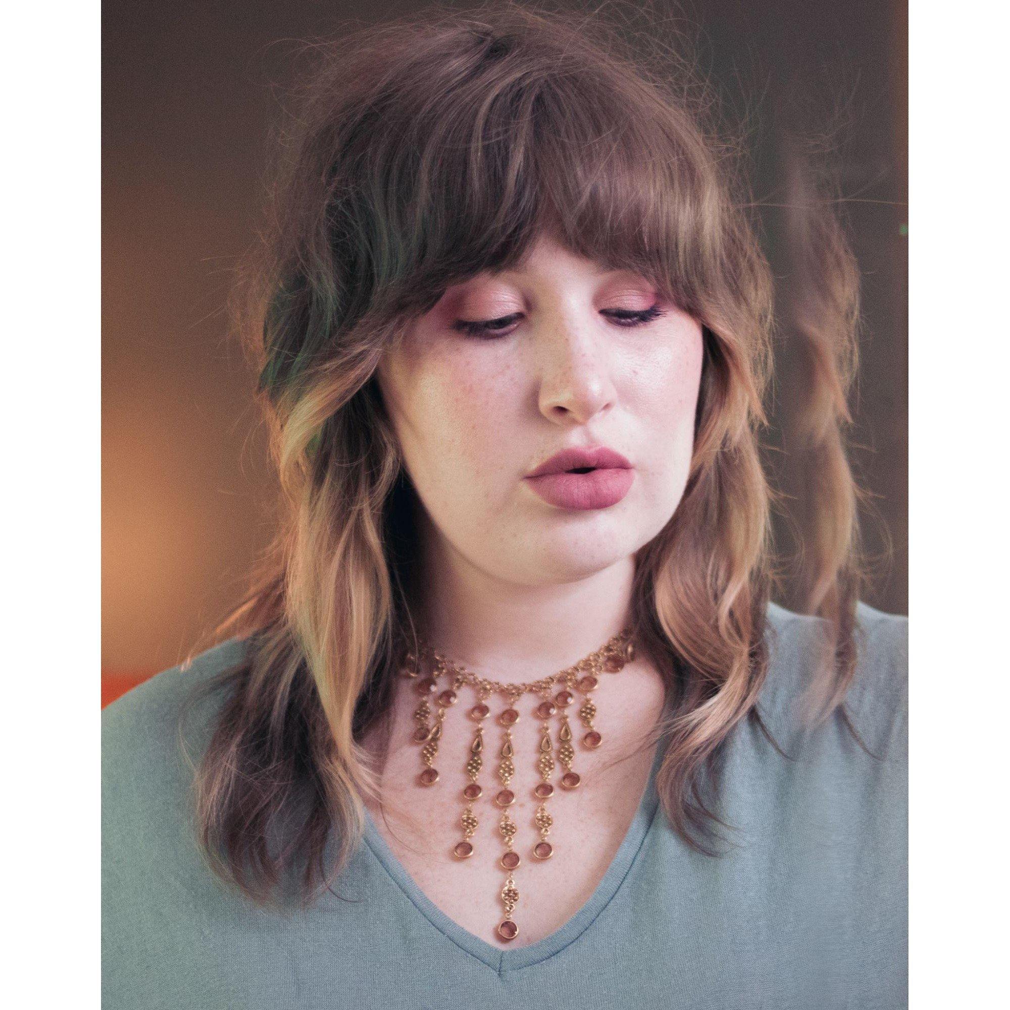 Vintage Unsigned Goldette Smokey Topaz Bezel Set Crystal Bib Necklace by Unsigned Goldette - Vintage Meet Modern Vintage Jewelry - Chicago, Illinois - #oldhollywoodglamour #vintagemeetmodern #designervintage #jewelrybox #antiquejewelry #vintagejewelry