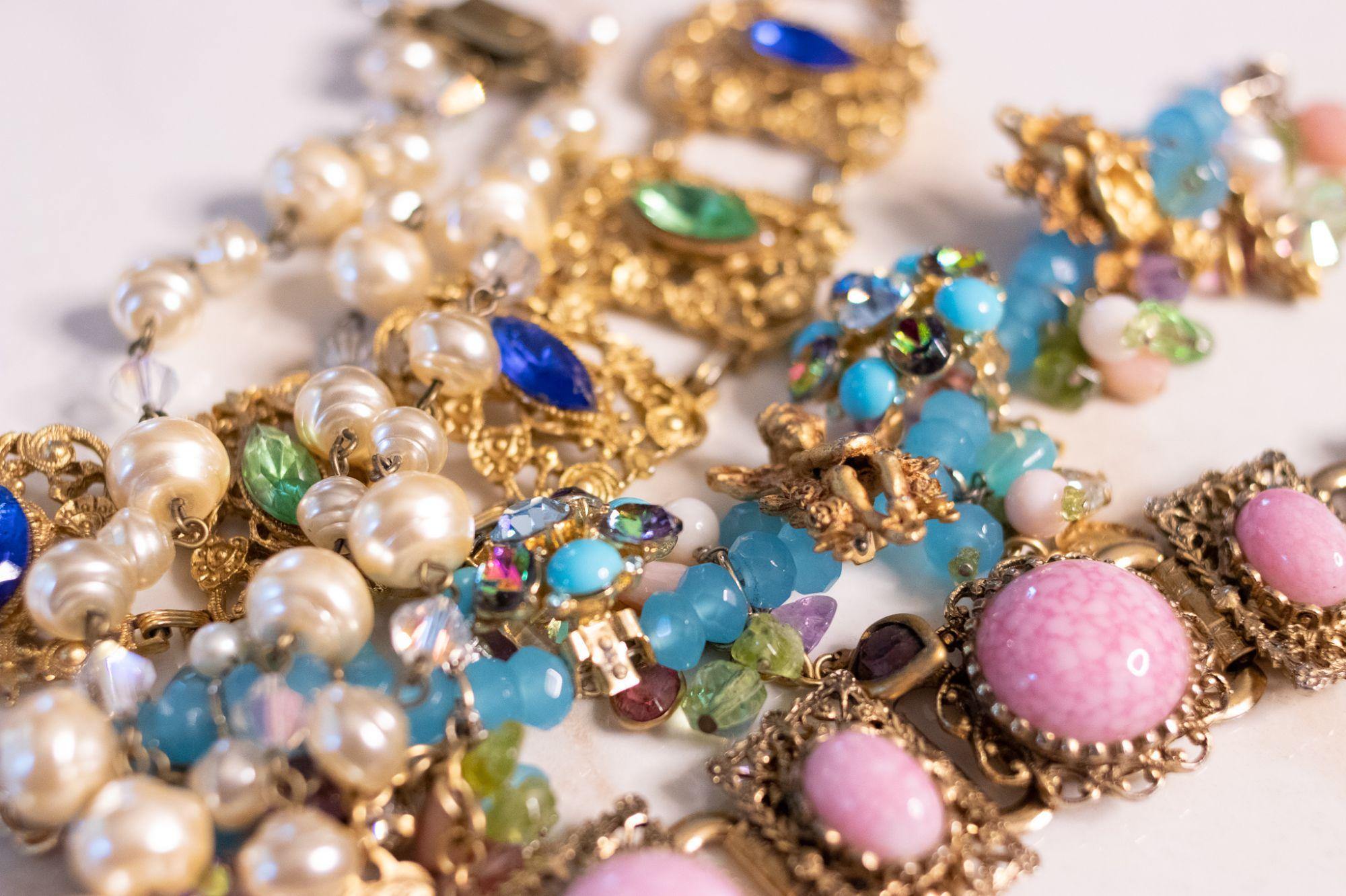 Vintage Sweet Romance Pearl and Crystal Triple Strand Bracelet by Sweet Romance - Vintage Meet Modern Vintage Jewelry - Chicago, Illinois - #oldhollywoodglamour #vintagemeetmodern #designervintage #jewelrybox #antiquejewelry #vintagejewelry