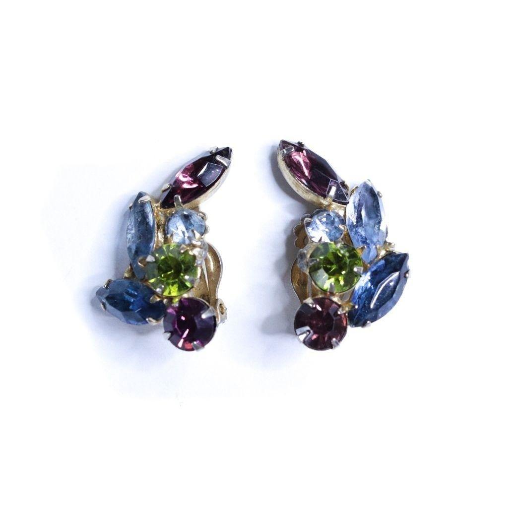 Vintage Juliana Colorful Rhinestone Statement Earrings
