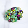 Vintage Green and Purple Rivoli Rhinestone Cluster Brooch by Unsigned Beauty - Vintage Meet Modern Vintage Jewelry - Chicago, Illinois - #oldhollywoodglamour #vintagemeetmodern #designervintage #jewelrybox #antiquejewelry #vintagejewelry
