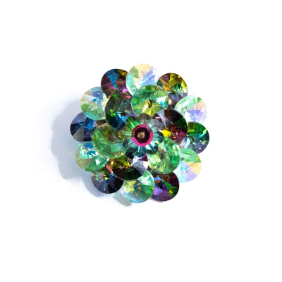Vintage Green and Purple Rivoli Rhinestone Cluster Brooch by Unsigned Beauty - Vintage Meet Modern Vintage Jewelry - Chicago, Illinois - #oldhollywoodglamour #vintagemeetmodern #designervintage #jewelrybox #antiquejewelry #vintagejewelry