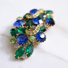 Vintage Bright Blue and Shades of Green Rhinestone Brooch by Unsigned Beauty - Vintage Meet Modern Vintage Jewelry - Chicago, Illinois - #oldhollywoodglamour #vintagemeetmodern #designervintage #jewelrybox #antiquejewelry #vintagejewelry