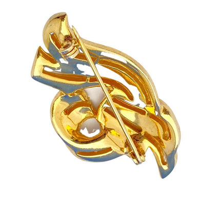 Vintage 1940s Gold Wave Brooch with Pave Set Rhinestones by Patent Signed - Vintage Meet Modern Vintage Jewelry - Chicago, Illinois - #oldhollywoodglamour #vintagemeetmodern #designervintage #jewelrybox #antiquejewelry #vintagejewelry
