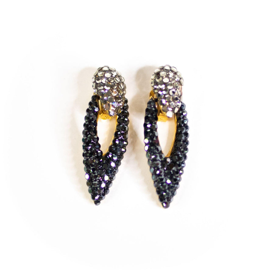 Vintage Smoke Diamante Rhinestone Statement Earrings by Vintage Meet Modern - Vintage Meet Modern Vintage Jewelry - Chicago, Illinois - #oldhollywoodglamour #vintagemeetmodern #designervintage #jewelrybox #antiquejewelry #vintagejewelry
