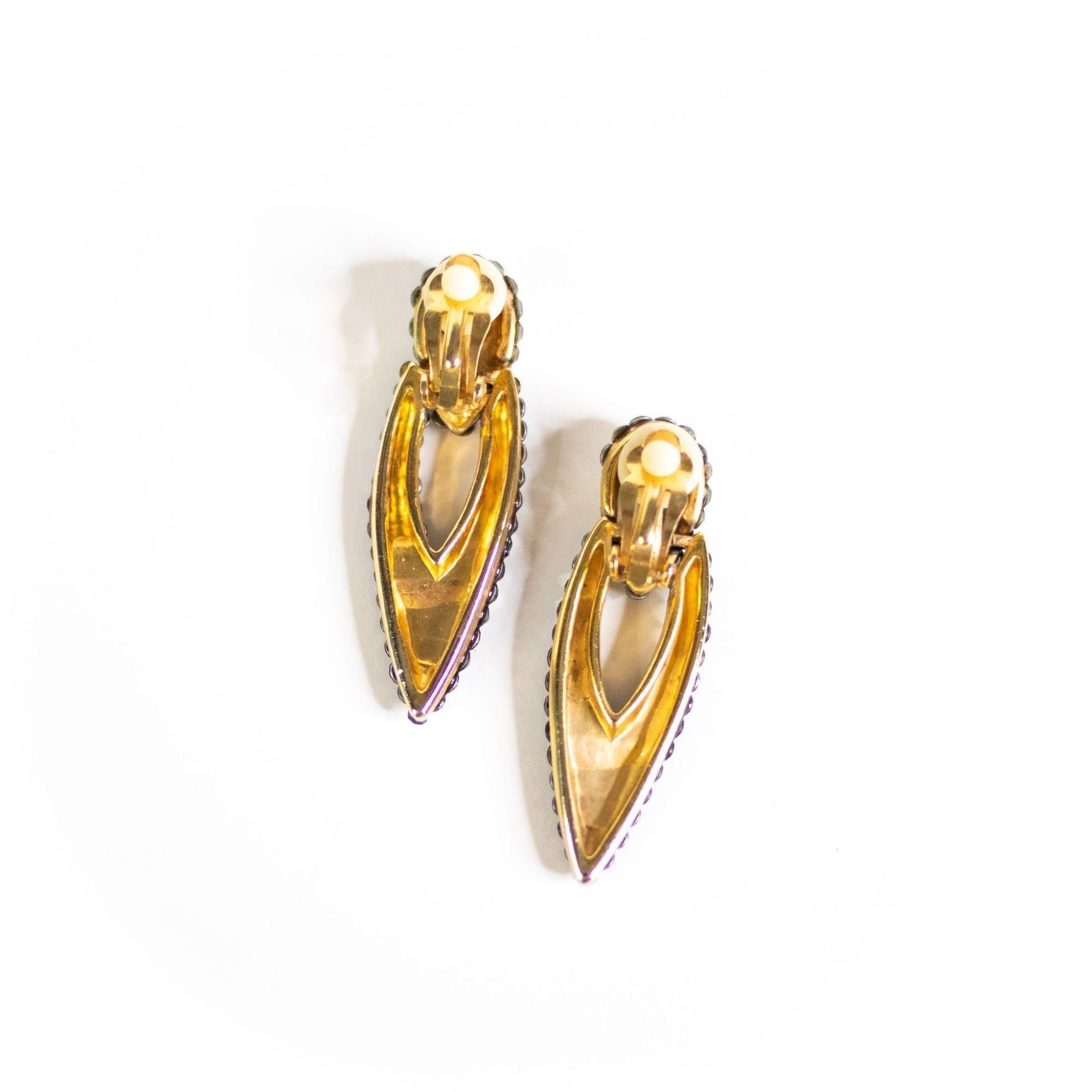 Vintage Smoke Diamante Rhinestone Statement Earrings by Vintage Meet Modern - Vintage Meet Modern Vintage Jewelry - Chicago, Illinois - #oldhollywoodglamour #vintagemeetmodern #designervintage #jewelrybox #antiquejewelry #vintagejewelry