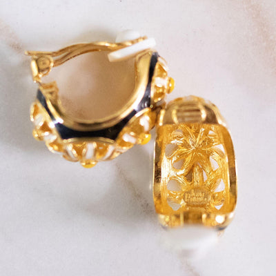 Vintage Joan Rivers Yellow Daisy and Black Enamel Earrings by Joan Rivers - Vintage Meet Modern Vintage Jewelry - Chicago, Illinois - #oldhollywoodglamour #vintagemeetmodern #designervintage #jewelrybox #antiquejewelry #vintagejewelry