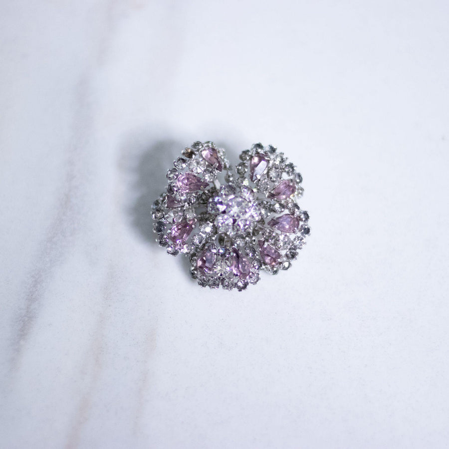 Vintage Weiss Petite Purple and Diamante Rhinestone Flower Brooch by Weiss - Vintage Meet Modern Vintage Jewelry - Chicago, Illinois - #oldhollywoodglamour #vintagemeetmodern #designervintage #jewelrybox #antiquejewelry #vintagejewelry