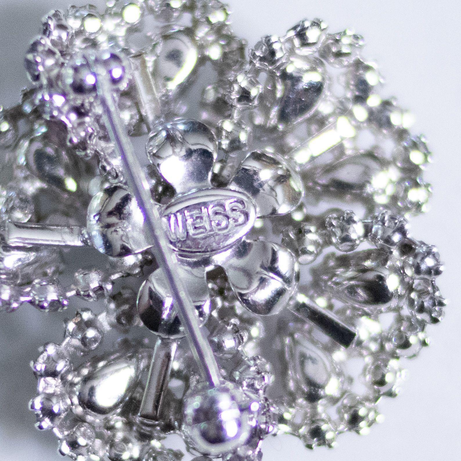 Vintage Weiss Petite Purple and Diamante Rhinestone Flower Brooch by Weiss - Vintage Meet Modern Vintage Jewelry - Chicago, Illinois - #oldhollywoodglamour #vintagemeetmodern #designervintage #jewelrybox #antiquejewelry #vintagejewelry