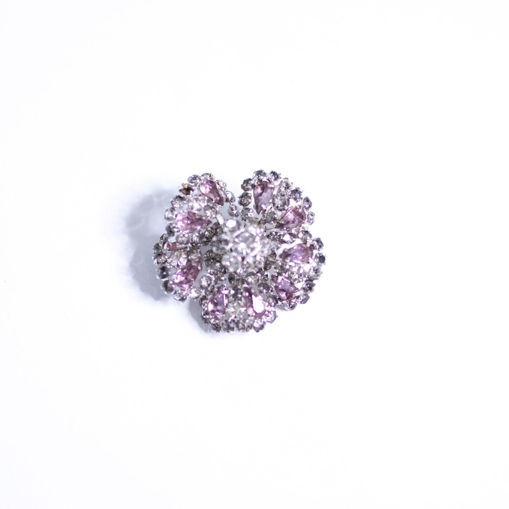Vintage Weiss Petite Purple and Diamante Rhinestone Flower Brooch by Weiss - Vintage Meet Modern Vintage Jewelry - Chicago, Illinois - #oldhollywoodglamour #vintagemeetmodern #designervintage #jewelrybox #antiquejewelry #vintagejewelry