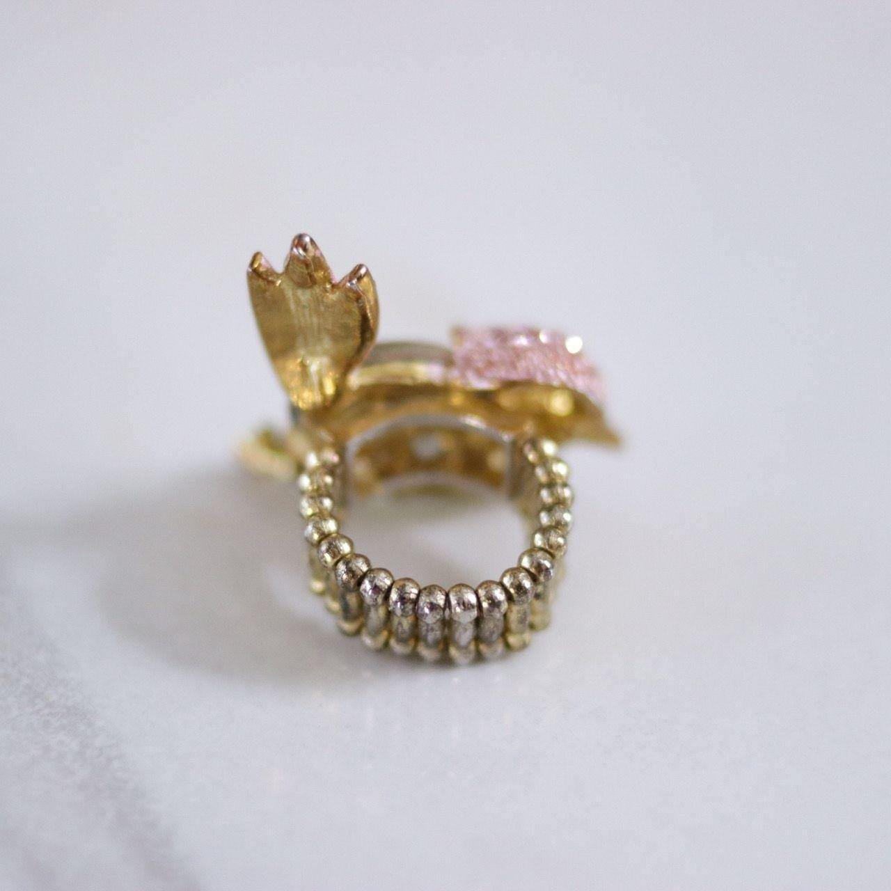 Vintage Meet Modern Pink Rhinestone Birdie Ring by Unsigned Beauty - Vintage Meet Modern Vintage Jewelry - Chicago, Illinois - #oldhollywoodglamour #vintagemeetmodern #designervintage #jewelrybox #antiquejewelry #vintagejewelry