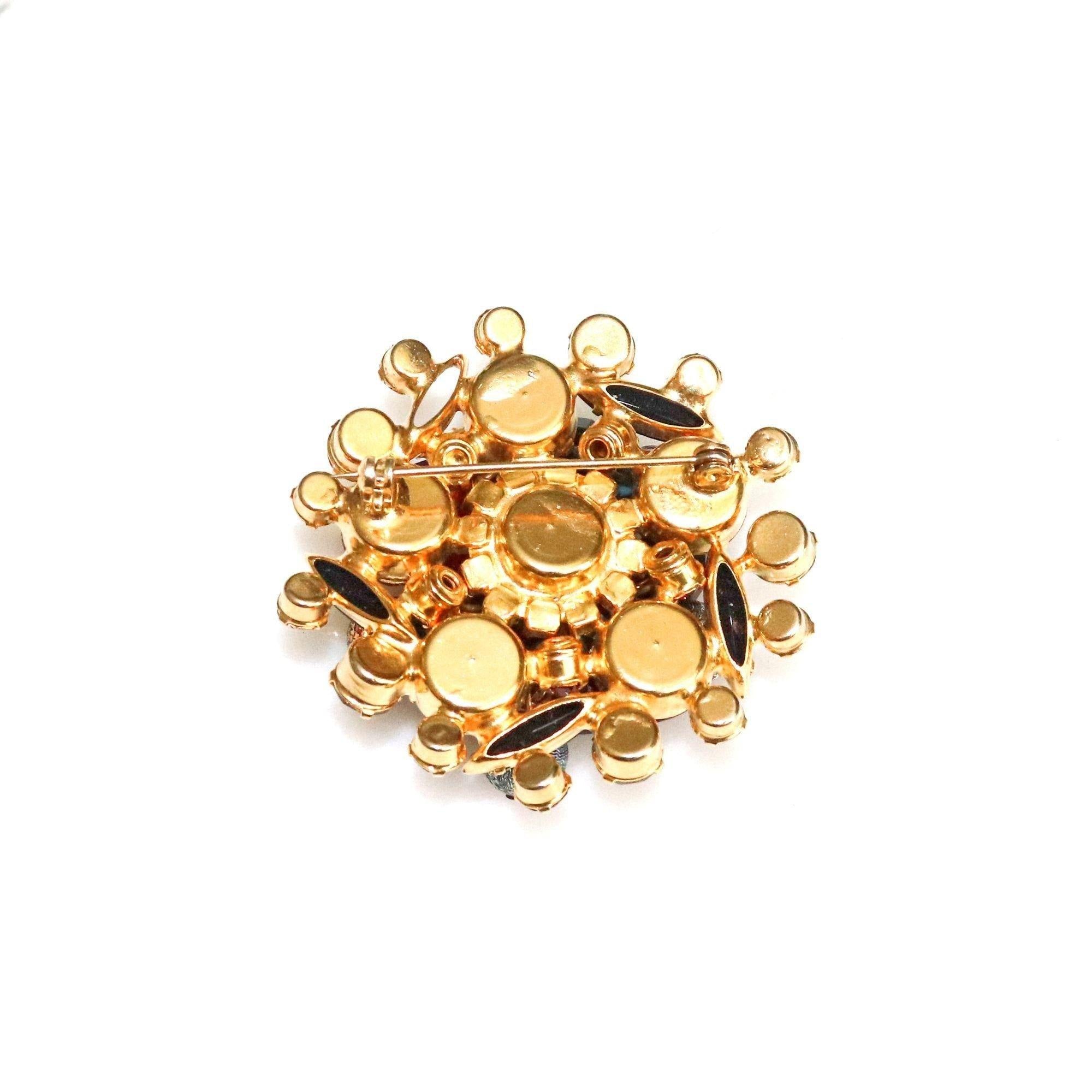 Vintage Juliana Red, Jet, Aurora Borealis Cha Cha Brooch by Juliana - Vintage Meet Modern Vintage Jewelry - Chicago, Illinois - #oldhollywoodglamour #vintagemeetmodern #designervintage #jewelrybox #antiquejewelry #vintagejewelry