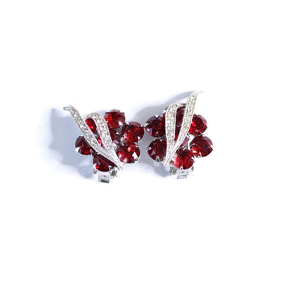Vintage Weiss Red Rhinestone and Diamante Earrings by Weiss - Vintage Meet Modern Vintage Jewelry - Chicago, Illinois - #oldhollywoodglamour #vintagemeetmodern #designervintage #jewelrybox #antiquejewelry #vintagejewelry