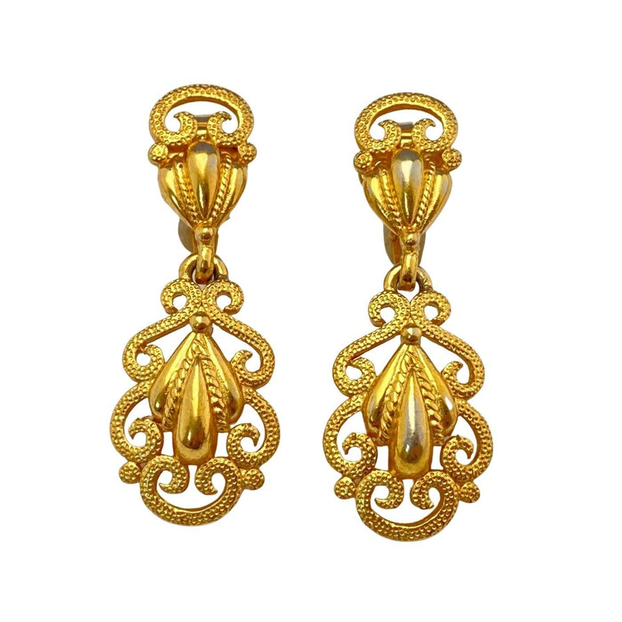 Vintage Crown Trifari Gold Statement Earrings by Crown Trifari - Vintage Meet Modern Vintage Jewelry - Chicago, Illinois - #oldhollywoodglamour #vintagemeetmodern #designervintage #jewelrybox #antiquejewelry #vintagejewelry