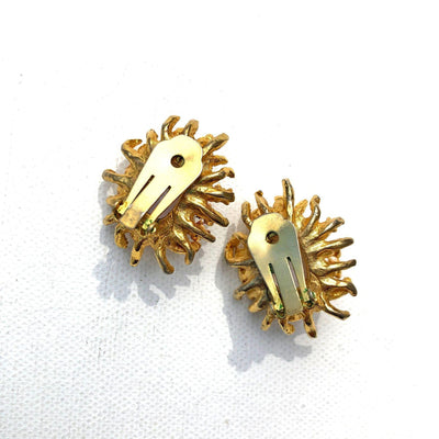 Vintage Brutalist Modern White Cabochon Gold Branch Statement Earrings by Vintage Meet Modern - Vintage Meet Modern Vintage Jewelry - Chicago, Illinois - #oldhollywoodglamour #vintagemeetmodern #designervintage #jewelrybox #antiquejewelry #vintagejewelry