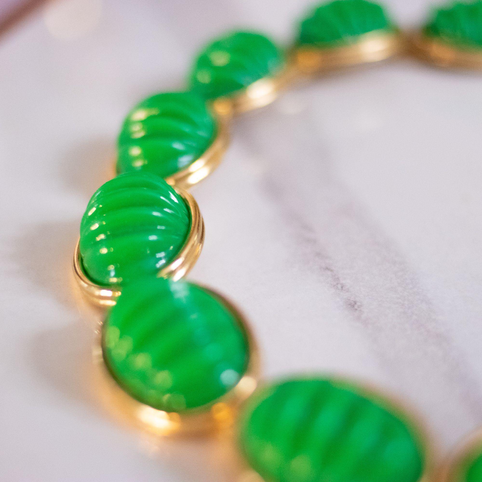 Vintage Monet Green Lucite Bead Necklace by Monet - Vintage Meet Modern Vintage Jewelry - Chicago, Illinois - #oldhollywoodglamour #vintagemeetmodern #designervintage #jewelrybox #antiquejewelry #vintagejewelry