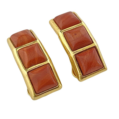 Vintage Orange Agate Geometric Earrings by Unsigned Beauty - Vintage Meet Modern Vintage Jewelry - Chicago, Illinois - #oldhollywoodglamour #vintagemeetmodern #designervintage #jewelrybox #antiquejewelry #vintagejewelry