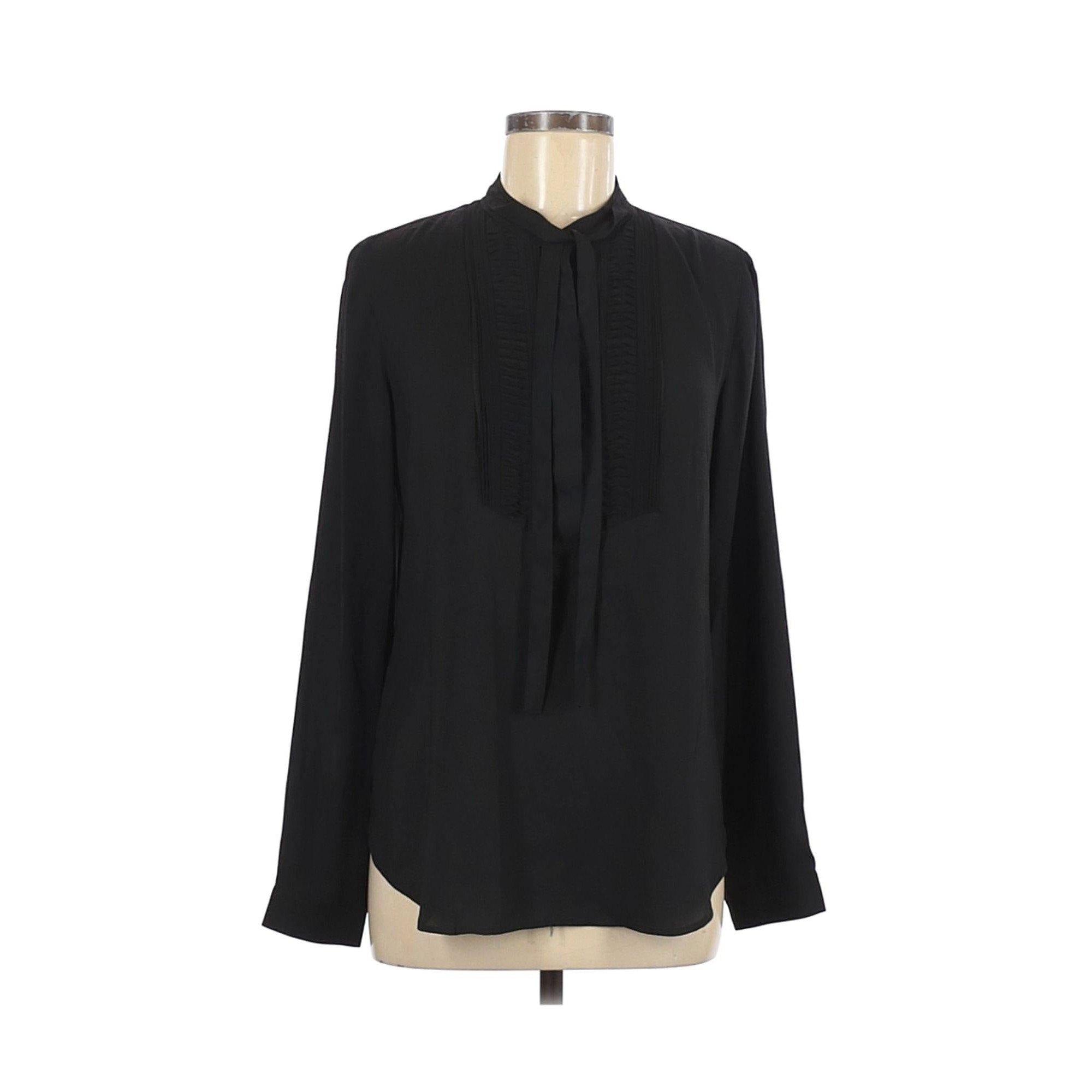 Anne Taylor Black Blouse with Pleat Detail and Bow by Ann Taylor - Vintage Meet Modern Vintage Jewelry - Chicago, Illinois - #oldhollywoodglamour #vintagemeetmodern #designervintage #jewelrybox #antiquejewelry #vintagejewelry