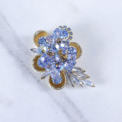 Vintage Light Blue Aurora Borealis Cha Cha Cluster Brooch by Unsigned Beauty - Vintage Meet Modern Vintage Jewelry - Chicago, Illinois - #oldhollywoodglamour #vintagemeetmodern #designervintage #jewelrybox #antiquejewelry #vintagejewelry
