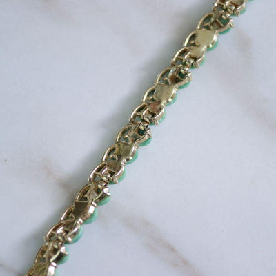 Vintage Crown Trifari Jade Glass Necklace by Crown Trifari - Vintage Meet Modern Vintage Jewelry - Chicago, Illinois - #oldhollywoodglamour #vintagemeetmodern #designervintage #jewelrybox #antiquejewelry #vintagejewelry