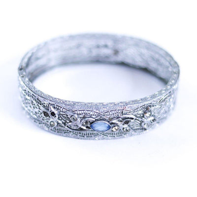 Silver and Blue Art Deco Bracelet by Unsigned Beauty - Vintage Meet Modern Vintage Jewelry - Chicago, Illinois - #oldhollywoodglamour #vintagemeetmodern #designervintage #jewelrybox #antiquejewelry #vintagejewelry