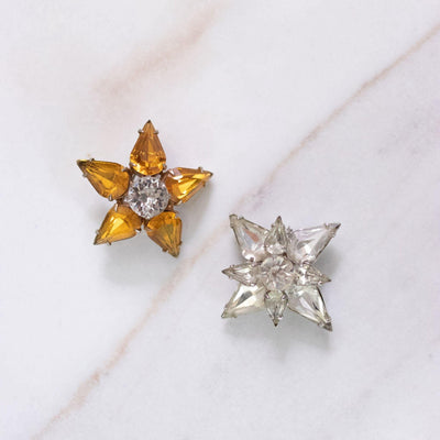 Vintage Amber and Diamante Rhinestone Star Scatter Pin Set by Unsigned Beauty - Vintage Meet Modern Vintage Jewelry - Chicago, Illinois - #oldhollywoodglamour #vintagemeetmodern #designervintage #jewelrybox #antiquejewelry #vintagejewelry