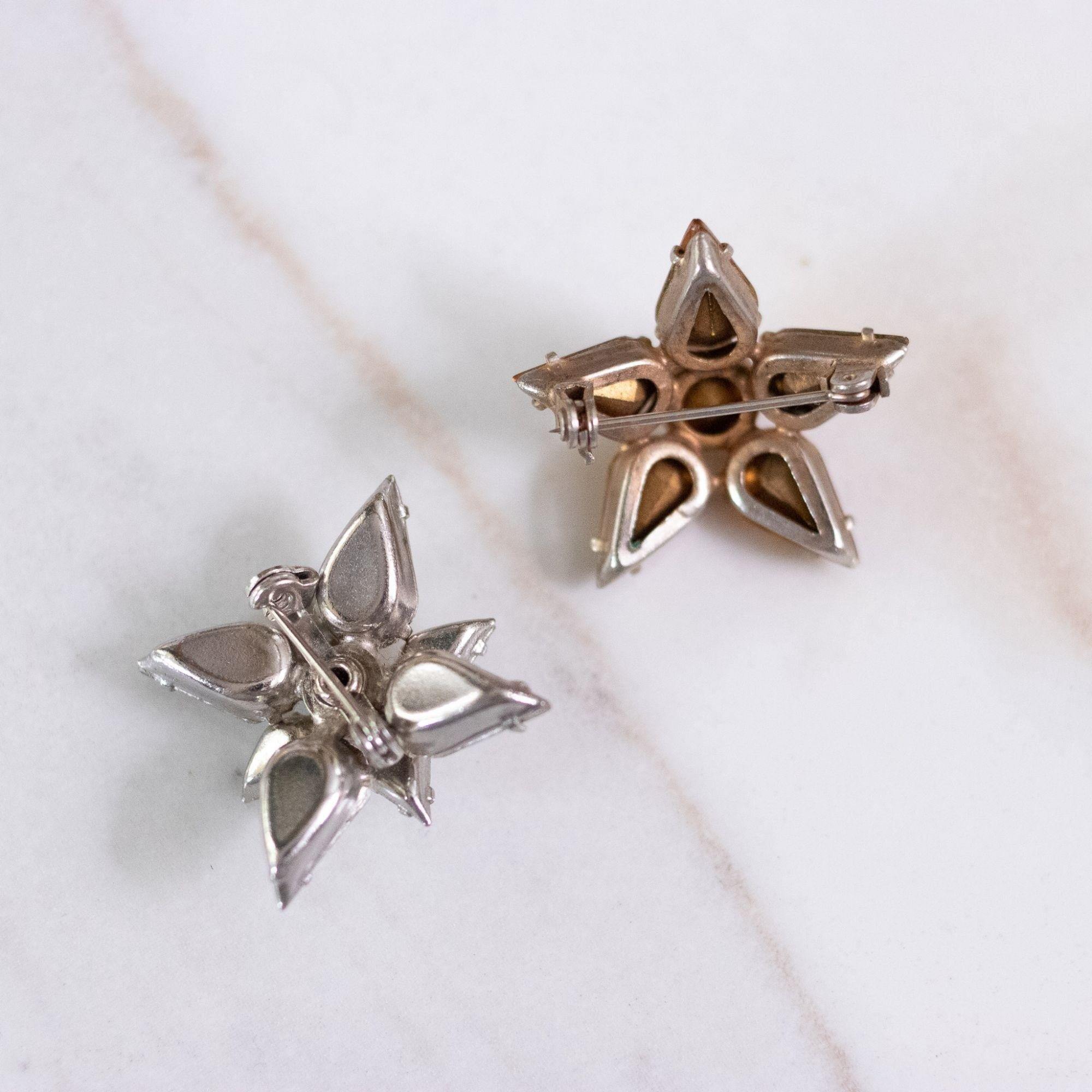 Vintage Amber and Diamante Rhinestone Star Scatter Pin Set by Unsigned Beauty - Vintage Meet Modern Vintage Jewelry - Chicago, Illinois - #oldhollywoodglamour #vintagemeetmodern #designervintage #jewelrybox #antiquejewelry #vintagejewelry
