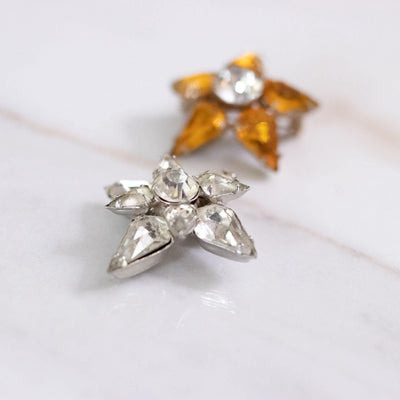 Vintage Amber and Diamante Rhinestone Star Scatter Pin Set by Unsigned Beauty - Vintage Meet Modern Vintage Jewelry - Chicago, Illinois - #oldhollywoodglamour #vintagemeetmodern #designervintage #jewelrybox #antiquejewelry #vintagejewelry