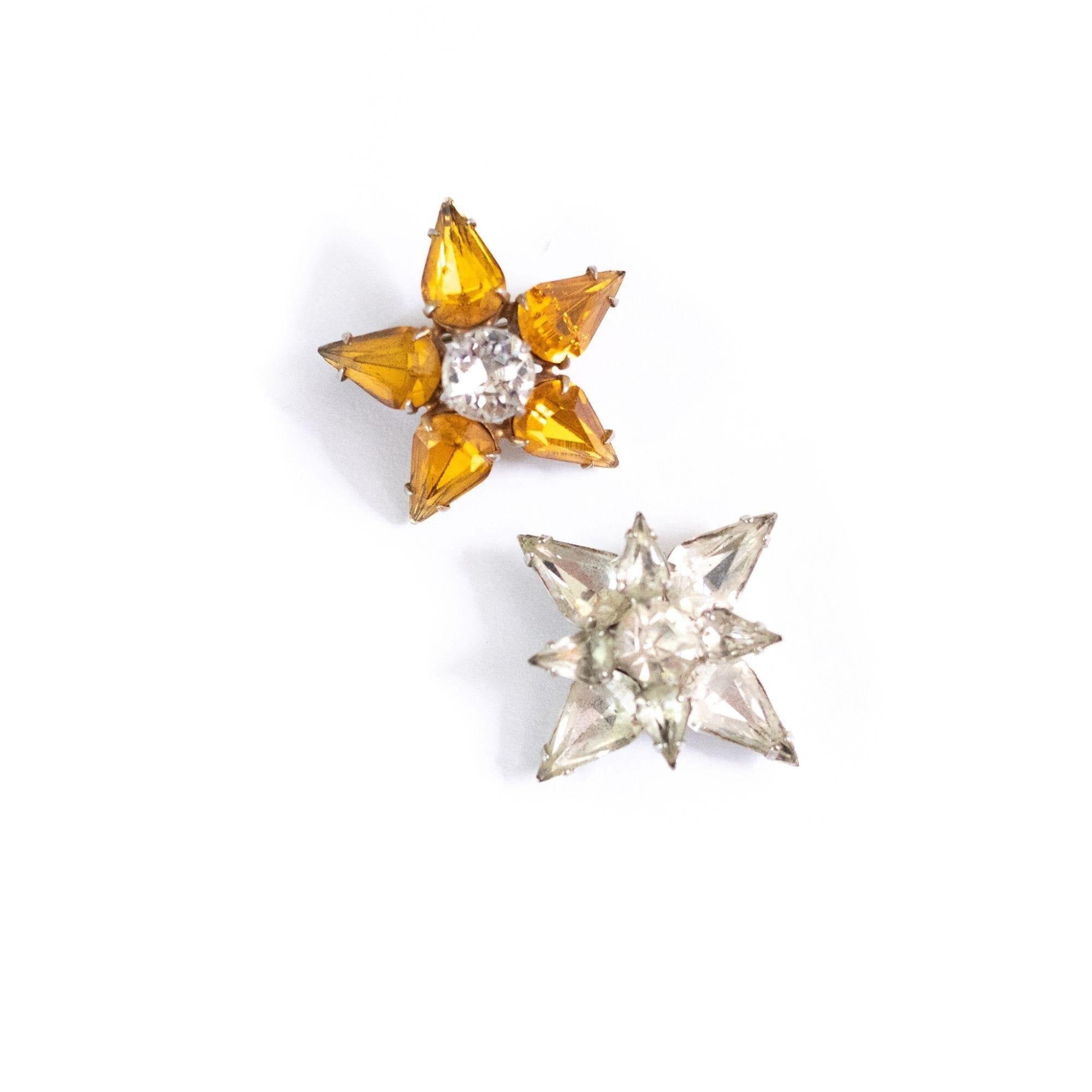 Vintage Amber and Diamante Rhinestone Star Scatter Pin Set by Unsigned Beauty - Vintage Meet Modern Vintage Jewelry - Chicago, Illinois - #oldhollywoodglamour #vintagemeetmodern #designervintage #jewelrybox #antiquejewelry #vintagejewelry