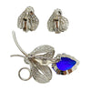 Vintage Silver Filigree Leaf with Royal Blue Rhinestone Earrings by Unsigned Beauty - Vintage Meet Modern Vintage Jewelry - Chicago, Illinois - #oldhollywoodglamour #vintagemeetmodern #designervintage #jewelrybox #antiquejewelry #vintagejewelry