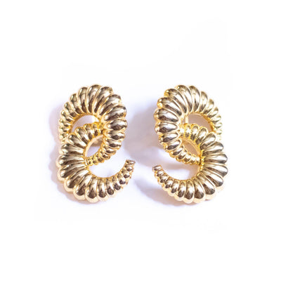 Vintage Gold Crescent Loop Earrings by Unsigned Beauty - Vintage Meet Modern Vintage Jewelry - Chicago, Illinois - #oldhollywoodglamour #vintagemeetmodern #designervintage #jewelrybox #antiquejewelry #vintagejewelry