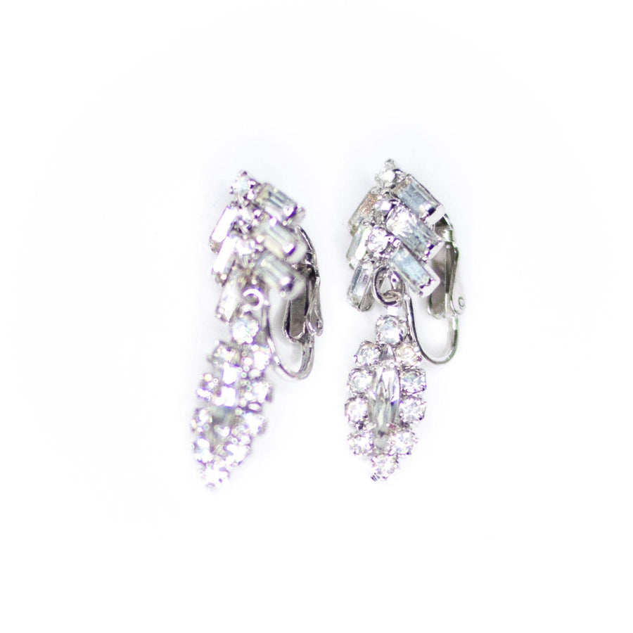 Vintage Baguette Diamante Petite Dangling Earrings by Unsigned Beauty - Vintage Meet Modern Vintage Jewelry - Chicago, Illinois - #oldhollywoodglamour #vintagemeetmodern #designervintage #jewelrybox #antiquejewelry #vintagejewelry