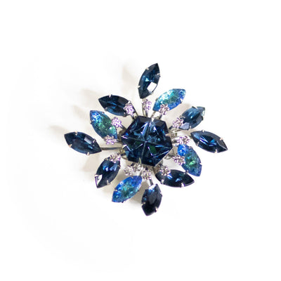 Vintage Light and Dark Blue Rhinestone Brooch by Unsigned Beauty - Vintage Meet Modern Vintage Jewelry - Chicago, Illinois - #oldhollywoodglamour #vintagemeetmodern #designervintage #jewelrybox #antiquejewelry #vintagejewelry