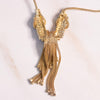 Vintage Gold Tassel Necklace with Rhinestones by Unsigned Beauty - Vintage Meet Modern Vintage Jewelry - Chicago, Illinois - #oldhollywoodglamour #vintagemeetmodern #designervintage #jewelrybox #antiquejewelry #vintagejewelry