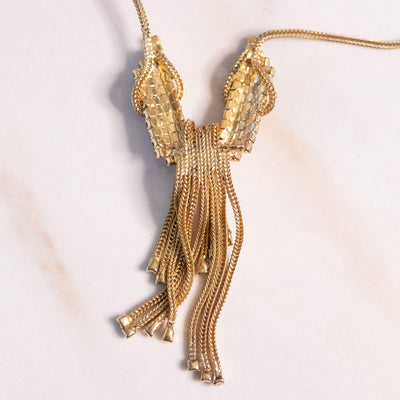 Vintage Gold Tassel Necklace with Rhinestones by Unsigned Beauty - Vintage Meet Modern Vintage Jewelry - Chicago, Illinois - #oldhollywoodglamour #vintagemeetmodern #designervintage #jewelrybox #antiquejewelry #vintagejewelry