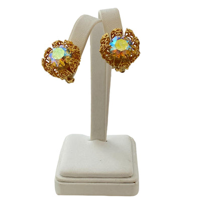 Vintage Judy Lee Iridescent Aurora Borealis Crystal Statement Earrings by Judy Lee - Vintage Meet Modern Vintage Jewelry - Chicago, Illinois - #oldhollywoodglamour #vintagemeetmodern #designervintage #jewelrybox #antiquejewelry #vintagejewelry
