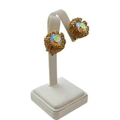 Vintage Judy Lee Iridescent Aurora Borealis Crystal Statement Earrings by Judy Lee - Vintage Meet Modern Vintage Jewelry - Chicago, Illinois - #oldhollywoodglamour #vintagemeetmodern #designervintage #jewelrybox #antiquejewelry #vintagejewelry