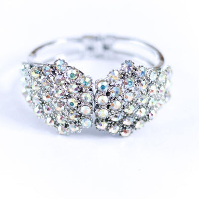 Vintage Aurora Borealis Clamper Bracelet by Unsigned Beauty - Vintage Meet Modern Vintage Jewelry - Chicago, Illinois - #oldhollywoodglamour #vintagemeetmodern #designervintage #jewelrybox #antiquejewelry #vintagejewelry
