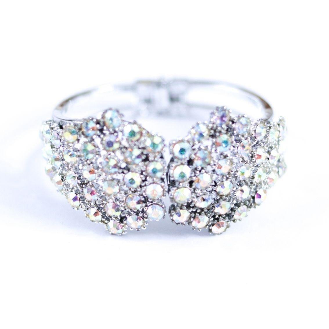Vintage Aurora Borealis Clamper Bracelet by Unsigned Beauty - Vintage Meet Modern Vintage Jewelry - Chicago, Illinois - #oldhollywoodglamour #vintagemeetmodern #designervintage #jewelrybox #antiquejewelry #vintagejewelry