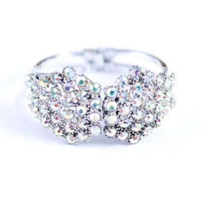 Vintage Aurora Borealis Clamper Bracelet by Unsigned Beauty - Vintage Meet Modern Vintage Jewelry - Chicago, Illinois - #oldhollywoodglamour #vintagemeetmodern #designervintage #jewelrybox #antiquejewelry #vintagejewelry