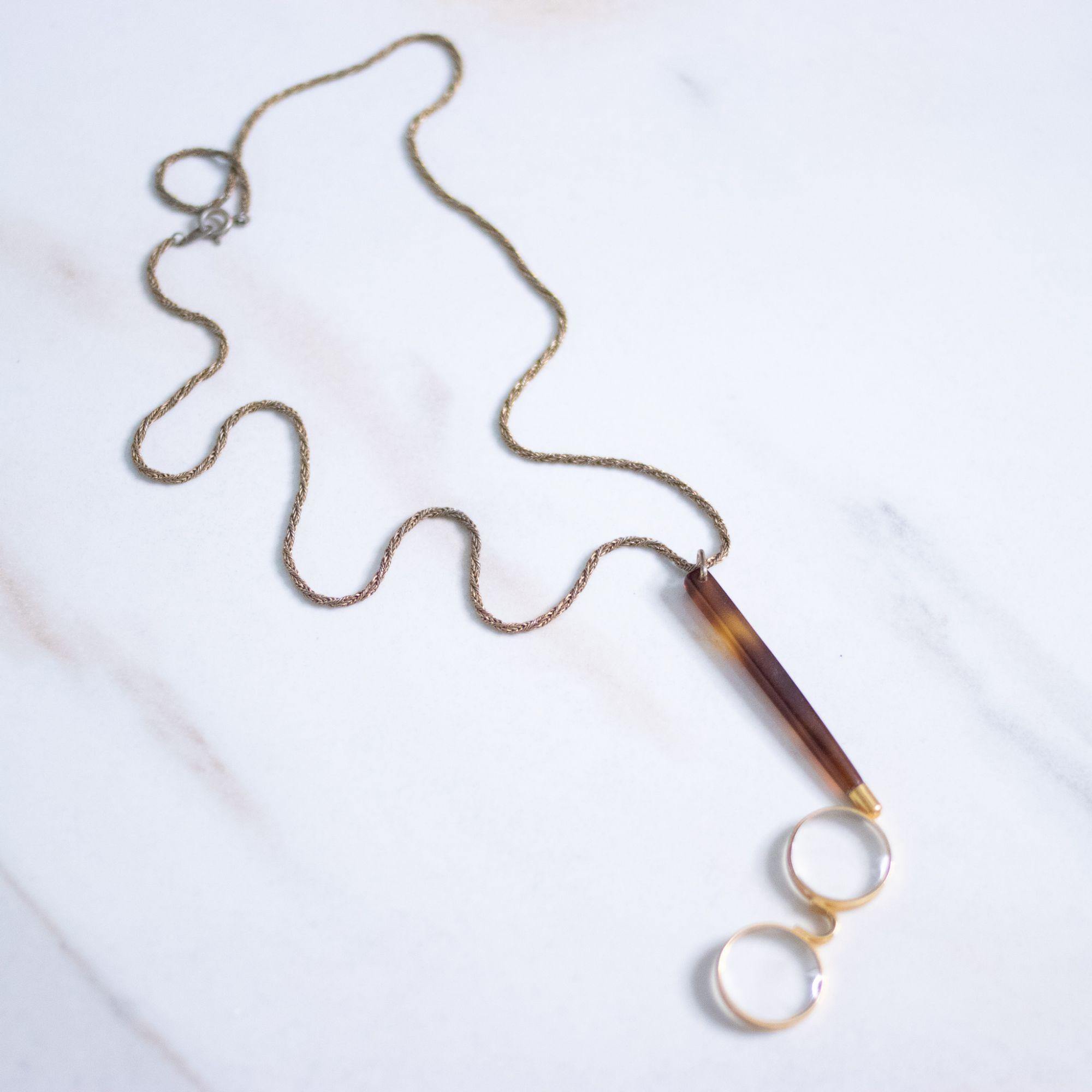 Vintage Eye Glass Pendant Necklace by Unsigned Beauty - Vintage Meet Modern Vintage Jewelry - Chicago, Illinois - #oldhollywoodglamour #vintagemeetmodern #designervintage #jewelrybox #antiquejewelry #vintagejewelry