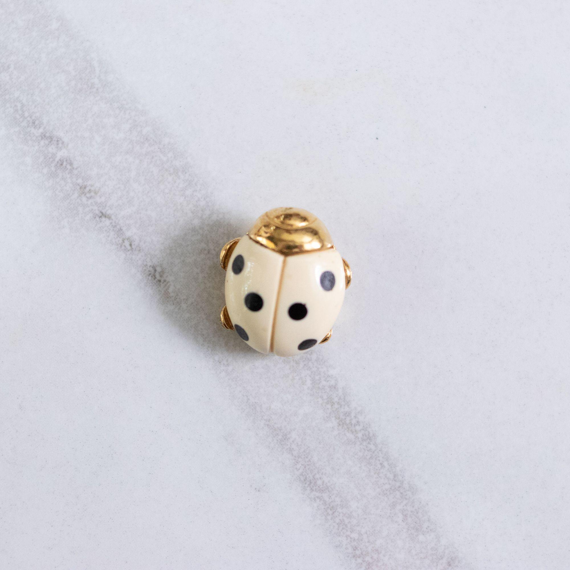 Vintage Crown Trifari Black and White Lady Bug Brooch by Crown Trifari - Vintage Meet Modern Vintage Jewelry - Chicago, Illinois - #oldhollywoodglamour #vintagemeetmodern #designervintage #jewelrybox #antiquejewelry #vintagejewelry